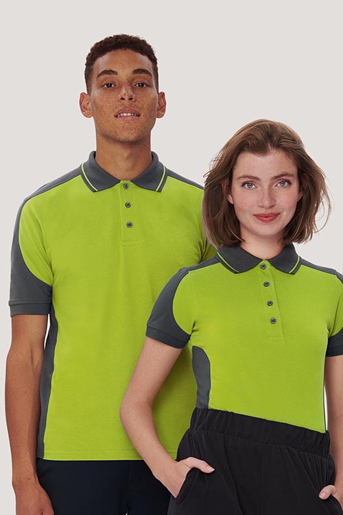 Arbeitskleidung Kontrast Poloshirts HAK239/839 in kiwi anthrazit