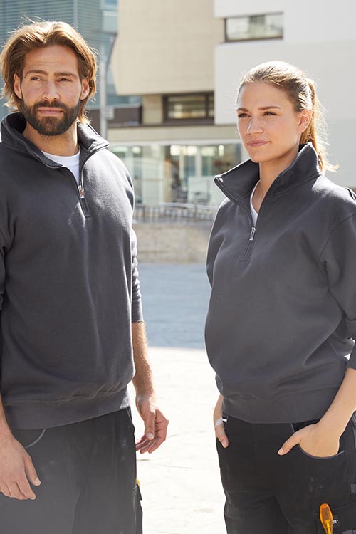 Arbeitskleidung Sweatshirt mit Stehkragen und Reißverschluß JN831 in carbon