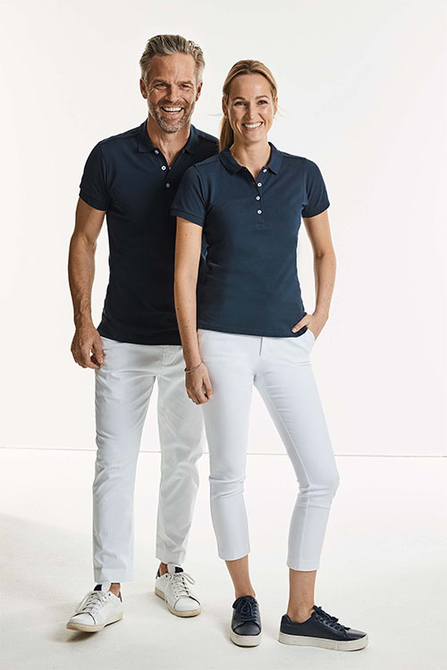 Berufsbekleidung Apotheke dunkelblaue Poloshirts mit weißen Knöpfen Z566