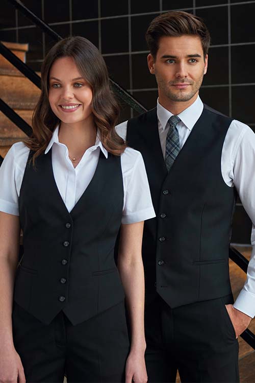 Hotel Uniform schwarze Westen mit weißer kurzer Bluse und langem Hemd