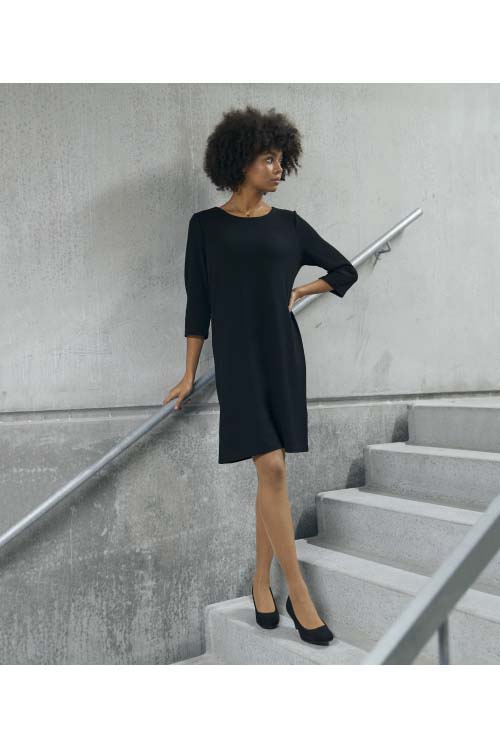 Berufsbekleidung Beauty und Wellness Viskose Kleid mit Struktur in schwarz CLI-4202