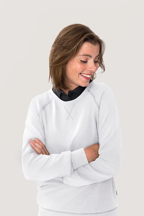 Berufsbekleidung Physiotherapie Damen Raglan Sweatshirt in weiß HAK407