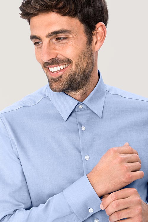 Berufsbekleidung Büro Business Hemd mit langem Arm in hellblau HAK119