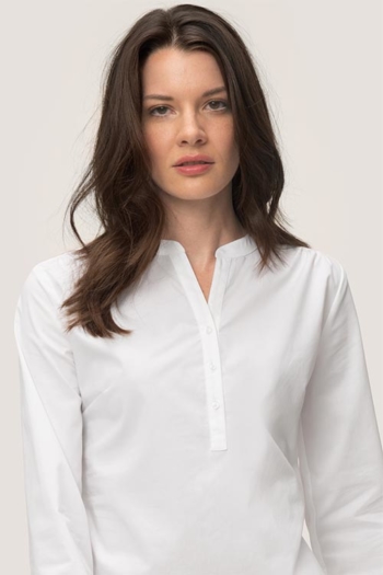 Hemden und Blusen besticken lassen feminin geschnittene langärmelige Stretch-Tunikabluse HAK113
