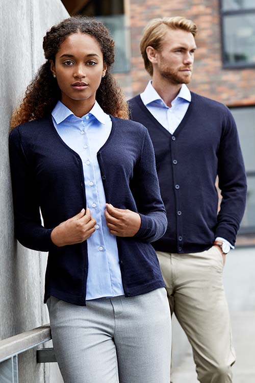 Berufsbekleidung dunkelblaue Cardigans mit V-Ausschnitt für Damen und Herren ID-264
