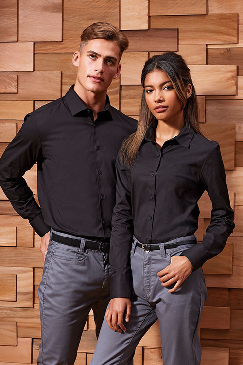 Berufsbekleidung Rezeption langärmelige Bluse und Hemd in schwarz PW344/244