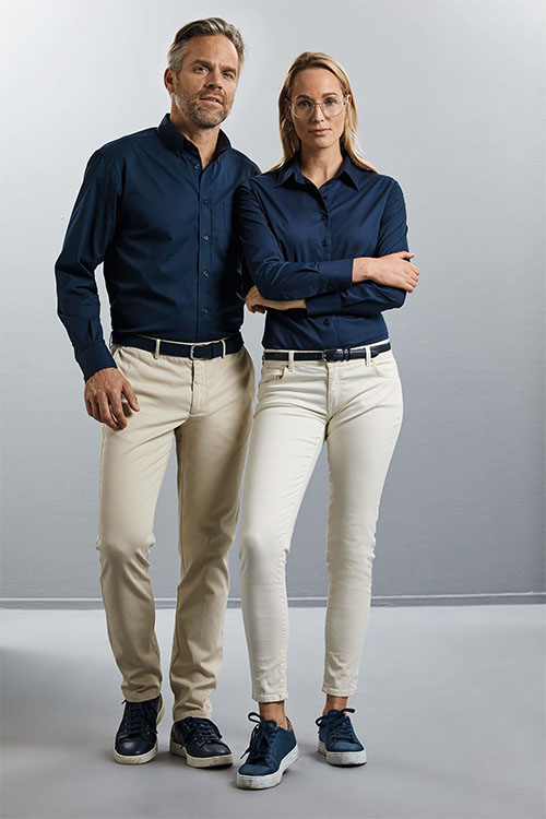 Messebekleidung langärmelige Bluse und Hemd in dunkelblau Z916