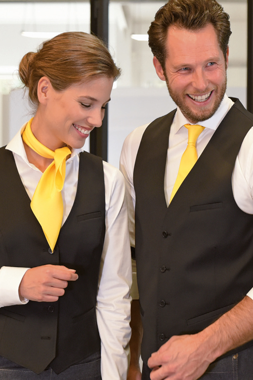 Berufsbekleidung Seiden Halstuch JBN72 und Polyester Krawatte JB405 in gelb
