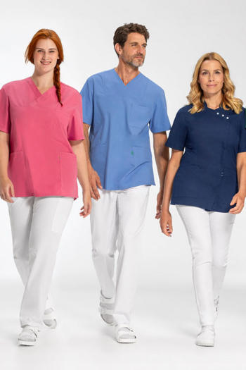 Berufsbekleidung Apotheke Greiff Care Kollektion verschiedene Kasacks mit weißen Hosen